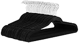 Amazon Basics Slim Velvet Non-Slip Space Saving Suit Clothes Hangers, Closet Organizer, Black, 50-Pack