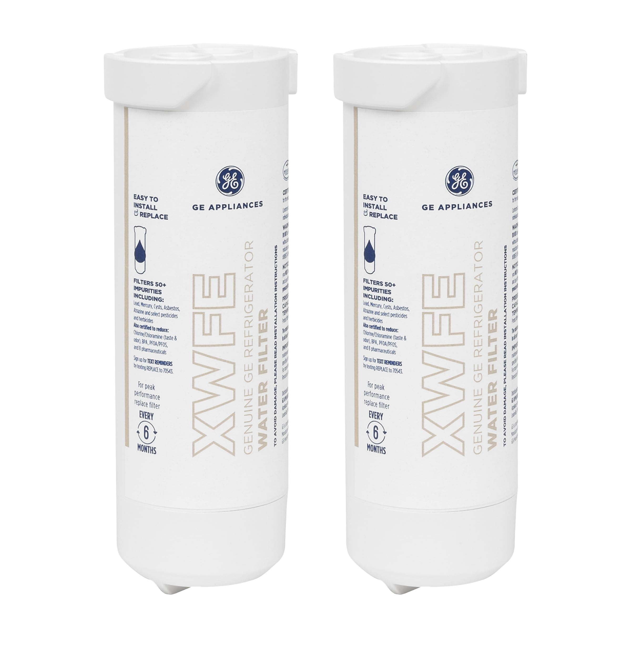GE XWFE Refrigerator Water Filter, Genuine Replacement Filter, Certified to Reduce Lead, Sulfur, and 50+ Other