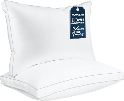 Utopia Bedding Bed Pillows for Sleeping Queen Size (White), Set of 2, Soft & Fluffy Pillow with Down Alternative